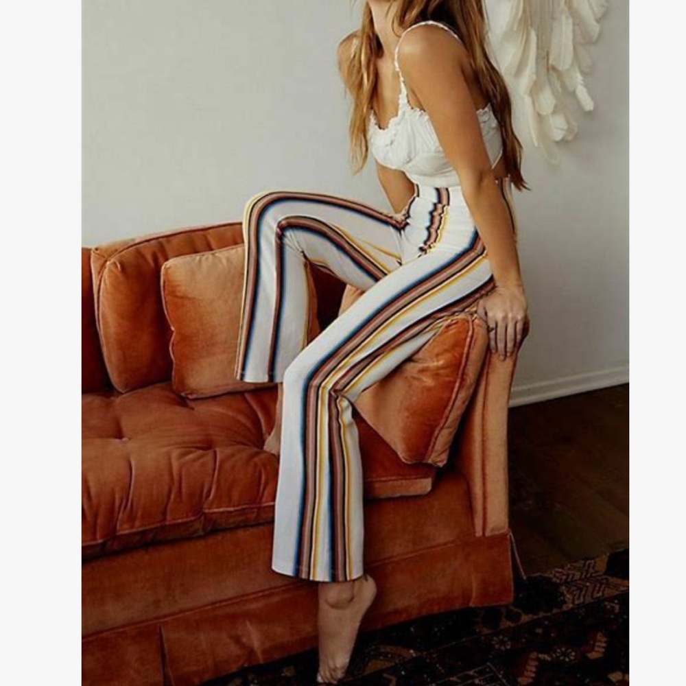 Free People Clean Crop Striped Pants Size 4